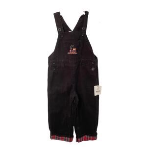 J. Khaki Corduroy Overalls baby boy embroidered Train Theme 24m NWT